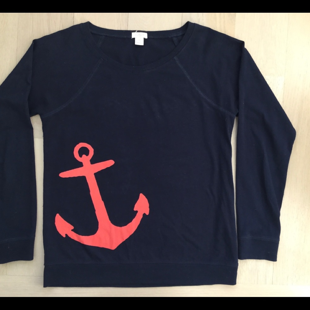 JCREW navy blue red anchor crew Shirt women’s s